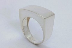 Zilveren stoere rechthoekige gladde ring