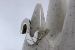 Zilveren ring met geoxideerde bewerking