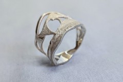 Ring zilver "bergen en hart"