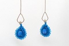 Oorhangers zilver druppel blauw melon bead en capri blauw