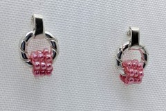 Oorstekers zilver met gedraaide cirkel en roze kralen